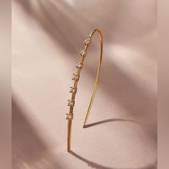 NWT Anthropologie Delicate Crystal-Hook Hoop Earrings - Picture 2 of 5